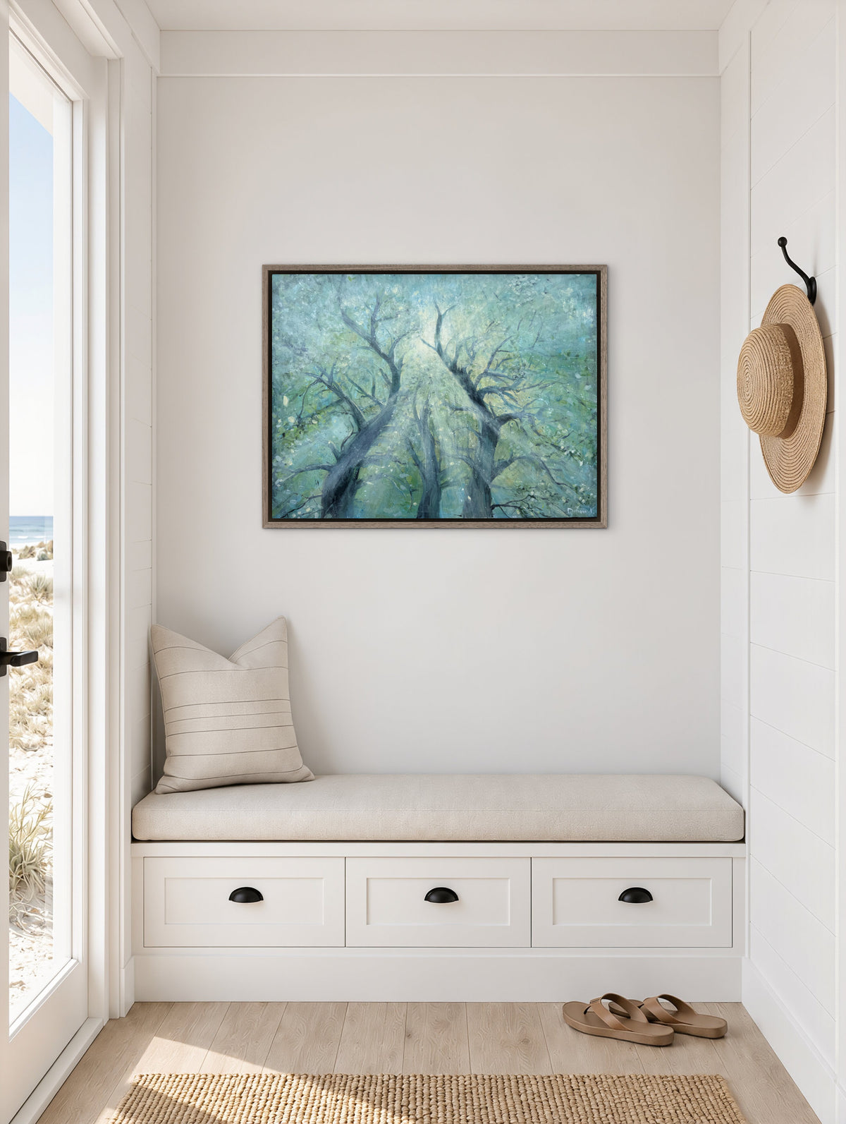Forest Cathedral canvas print by Diana Igare displayed in a contemporary neutral interior